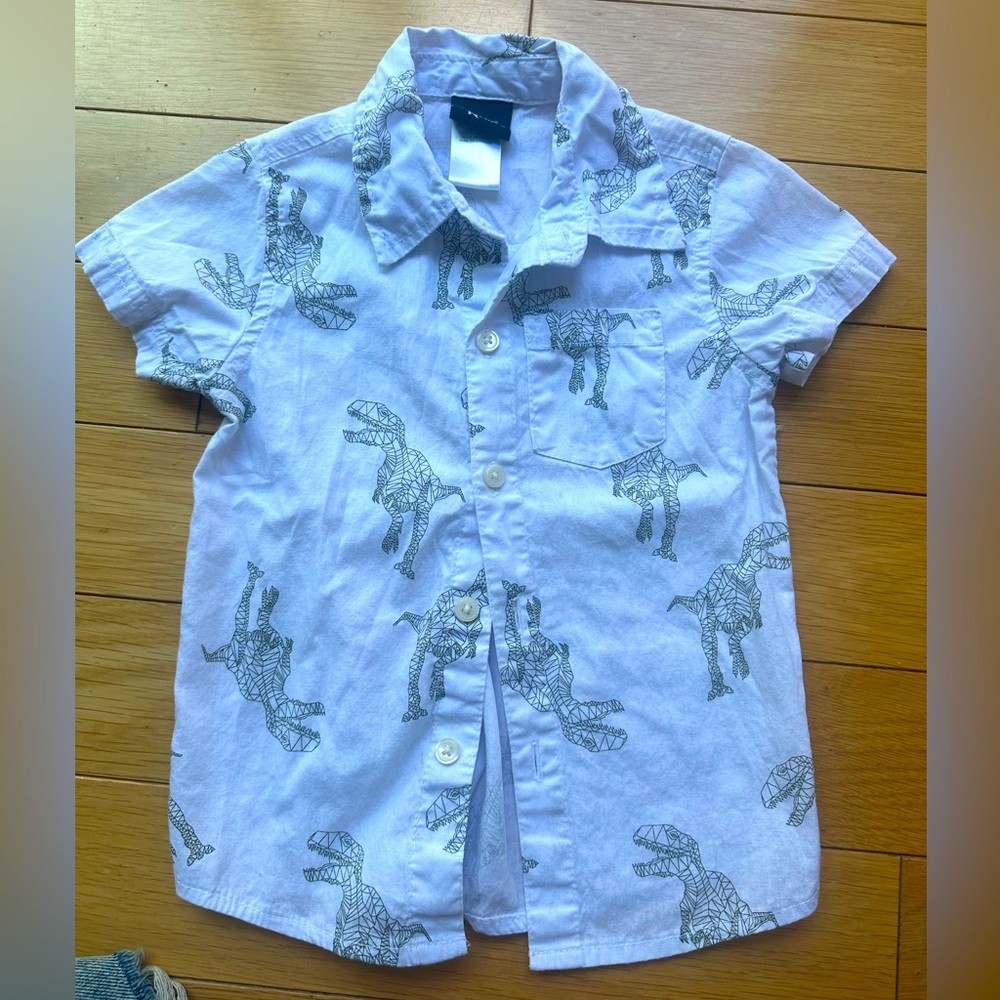 Kids Dinosaur Print Button Down 3T